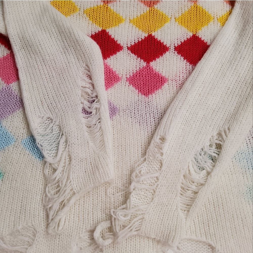 WildFox Rainbow Check Lennon Super Oversize Sweater Size S (Fit M,L) - Picture 7 of 11